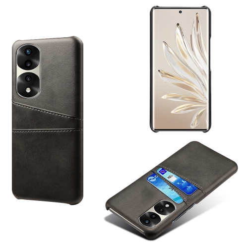 

For Honor 70 Pro Dual Card Slots Calf Texture PC + PU Phone Case(Black)