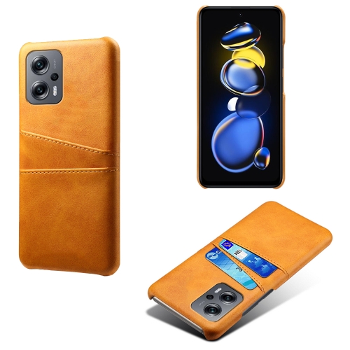 

For Xiaomi Redmi Note 11T Pro+ Dual Card Slots Calf Texture PC + PU Phone Case(Orange)