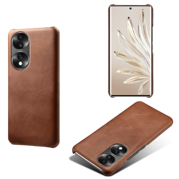 

For Honor 70 Calf Texture PC + PU Phone Case(Brown)