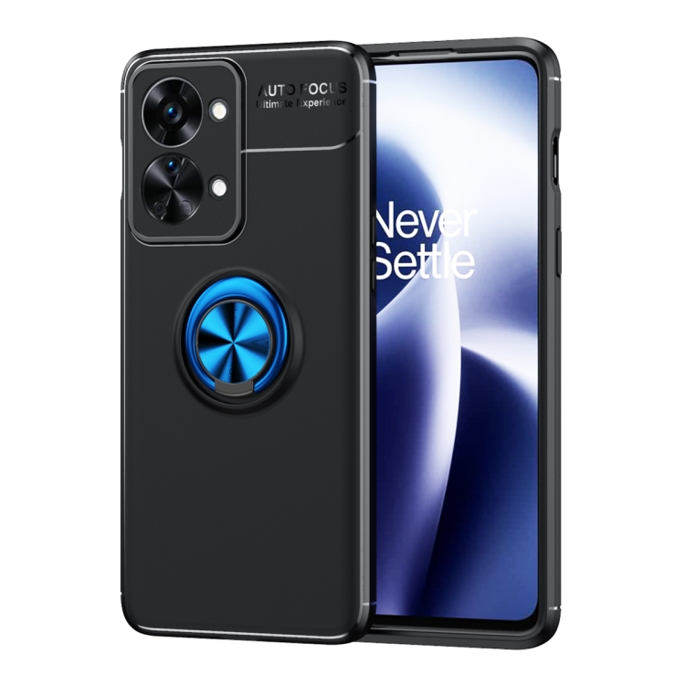 

For OnePlus Nord 2T Metal Ring Holder TPU Phone Case(Black+Blue)