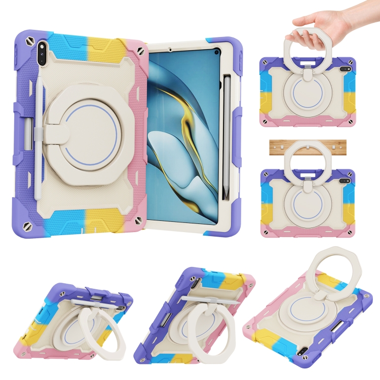 

For Huawei Matepad Pro 10.8 Armor Contrast Color Silicone + PC Tablet Case(Colorful Pink)