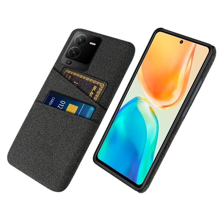 

For vivo S15 Pro Cloth Texture Card Slot PC+Nylon Phone Case(Black)