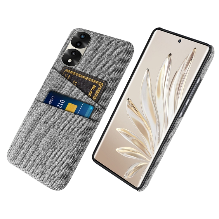 

For Honor 70 Pro+ Cloth Texture Card Slot PC+Nylon Phone Case(Light Grey)