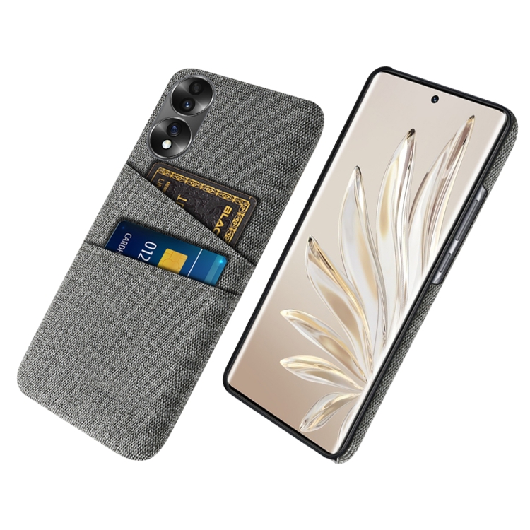 

For Honor 70 Cloth Texture Card Slot PC+Nylon Phone Case(Grey)