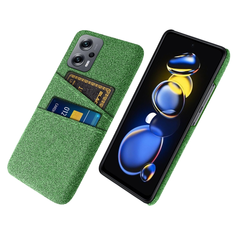 

For Xiaomi Redmi Note 11T Pro Cloth Texture Card Slot PC+Nylon Phone Case(Green)