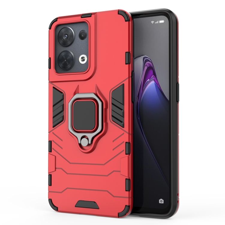 

For OPPO Reno8 Shockproof PC + TPU Protective Phone Case with Magnetic Ring Holder(Red)
