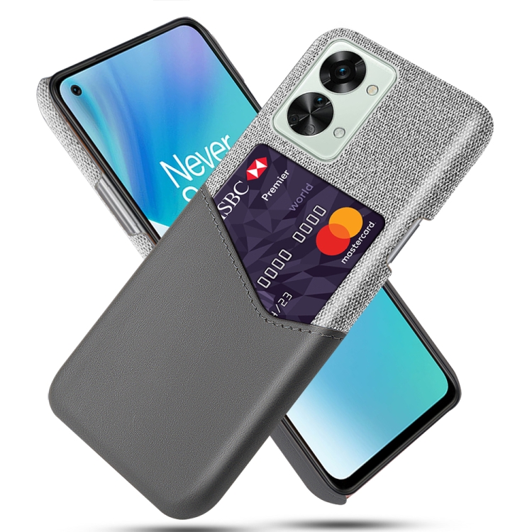 

For OnePlus Nord 2T 5G Cloth Texture Card Slot PC + PU Phone Case(Grey)