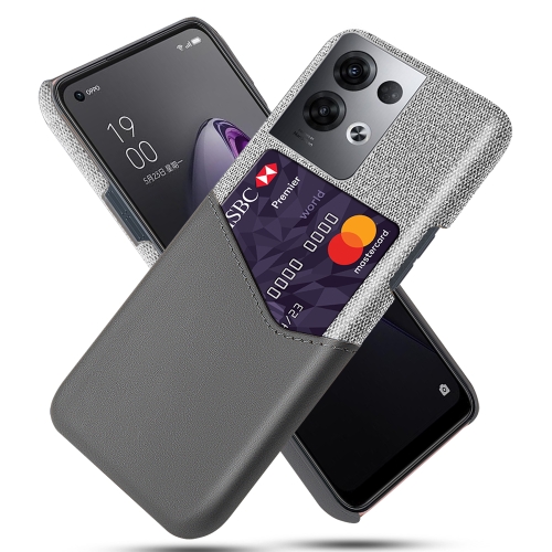 

For OPPO Reno8 Pro+ Cloth Texture Card Slot PC + PU Phone Case(Grey)