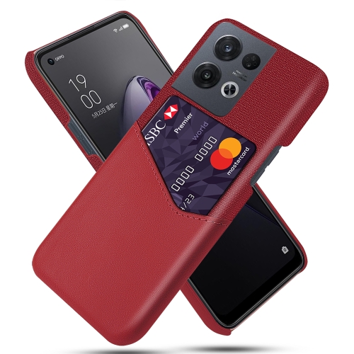 

For OPPO Reno8 Pro Cloth Texture Card Slot PC + PU Phone Case(Red)