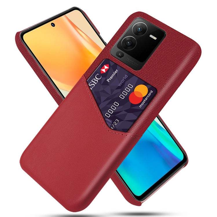 

For vivo S15 Pro Cloth Texture Card Slot PC + PU Phone Case(Red)