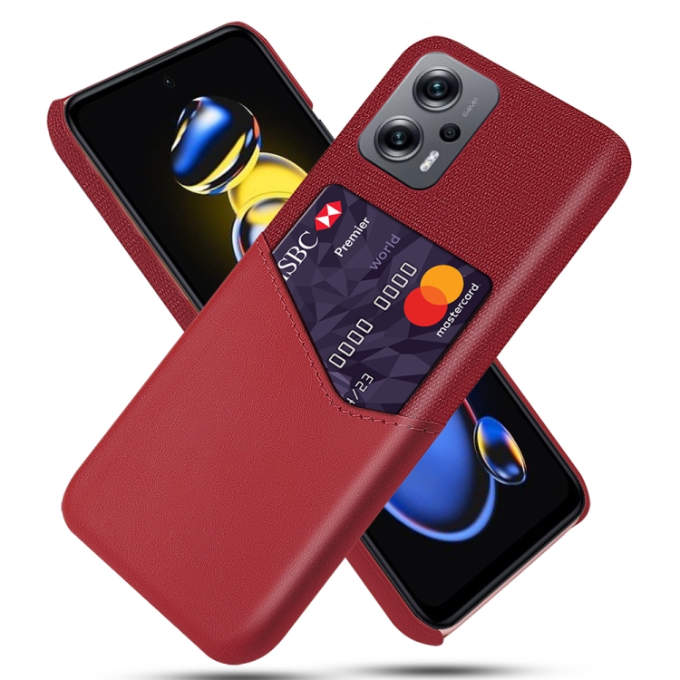 

For Xiaomi Redmi Note 11T Pro+ Cloth Texture Card Slot PC + PU Phone Case(Red)