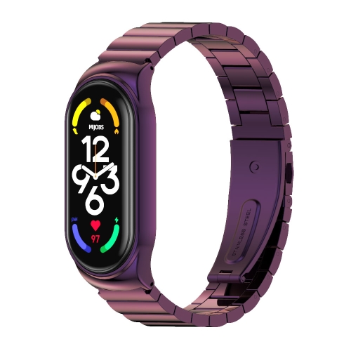 

For Xiaomi Mi Band 7 / 7 NFC MIJOBS CS Bamboo Joint Metal Stainless Steel Watch Band(Purple)