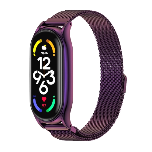 For Xiaomi Mi Band 7 / 7 NFC MIJOBS Milan Magnetic Plus Stainless Steel Watch Band(Purple)