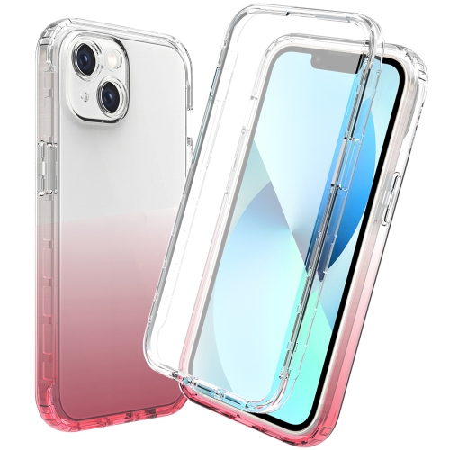 

For iPhone 14 Full Body Shockproof Clear Gradient Phone Case (Red)