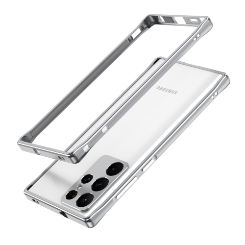 

For Samsung Galaxy S22 Ultra Aurora Series Lens Protector + Metal Frame Protective Phone Case(Silver)