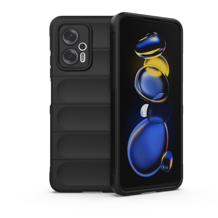 

For Xiaomi Redmi Note 11T Pro Magic Shield TPU + Flannel Phone Case(Black)