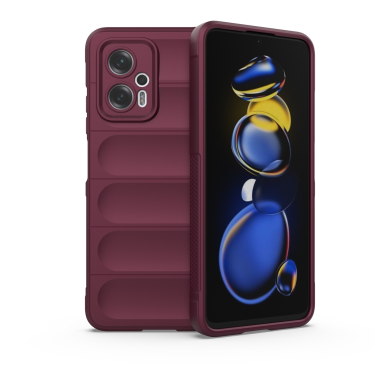 

For Xiaomi Redmi Note 11T Pro Magic Shield TPU + Flannel Phone Case(Wine Red)