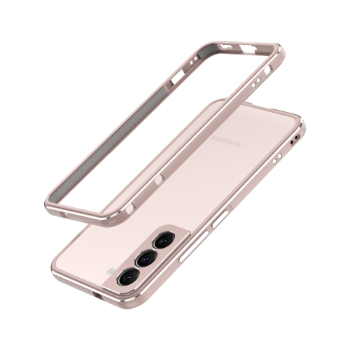 

For Samsung Galaxy S22 5G Aurora Series Lens Protector + Metal Frame Protective Phone Case(Gold Silver)