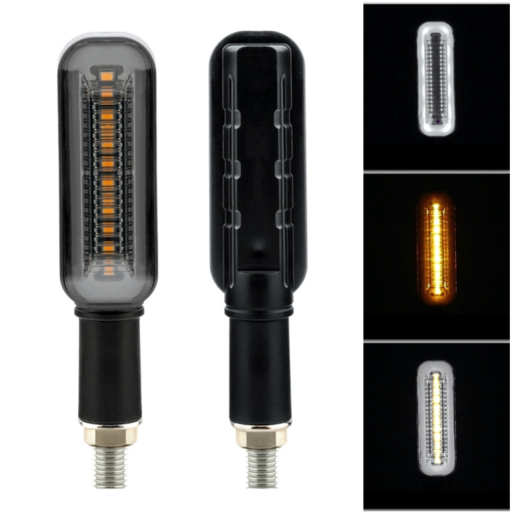 

2 PCS PE-ZSR-237 Motorcycle Rectangular Two-color LED Running Water Flashing Turn Signal Light(Yellow + White Light)