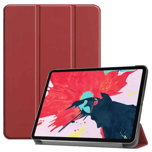 

For iPad Pro 11 inch 2020 Custer Texture Smart PU Leather Tablet Case with Sleep / Wake-up Function & 3-Fold Holder(Wine Red)