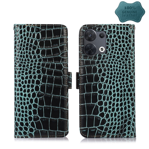 For OPPO Reno8 Pro Crocodile Top Layer Cowhide Leather Phone Case(Green)