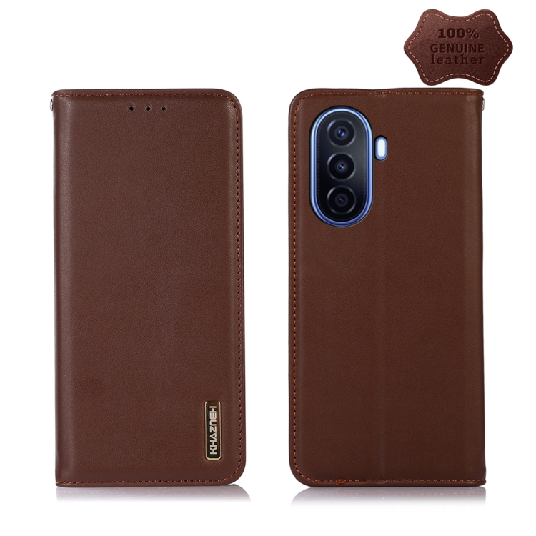 

For Huawei Enjoy 50 CN / nova Y70 Plus / Y70 4G CN KHAZNEH Nappa Top Layer Cowhide Leather Phone Case(Brown)