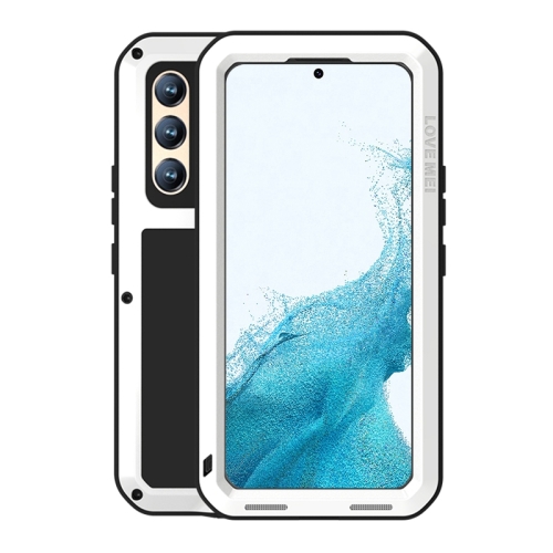 For Samsung Galaxy S22  LOVE MEI Metal Shockproof Waterproof Dustproof Protective Phone Case with Glass(White)
