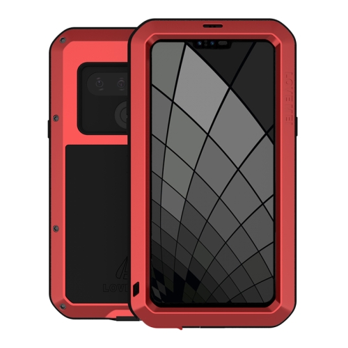 

For LG G8 ThinQ LOVE MEI Metal Shockproof Waterproof Dustproof Protective Case with Glass(Red)