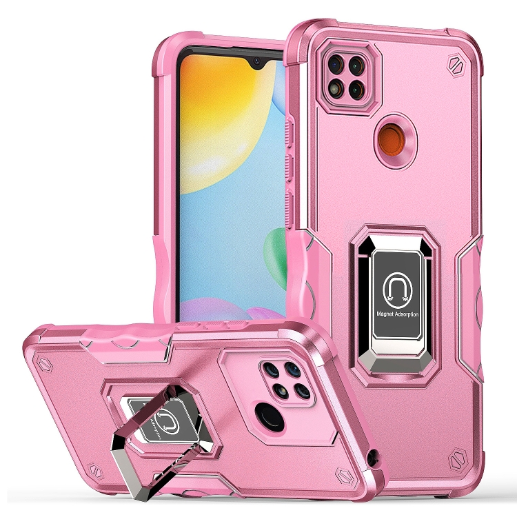 

For Xiaomi Redmi 9C Ring Holder Non-slip Shockproof Armor Phone Case(Pink)