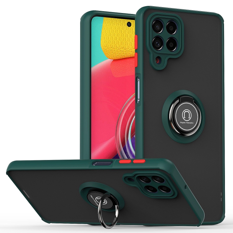 

For Samsung Galaxy M53 Q Shadow 1 Series TPU + PC Phone Case with Ring(Dark Green)
