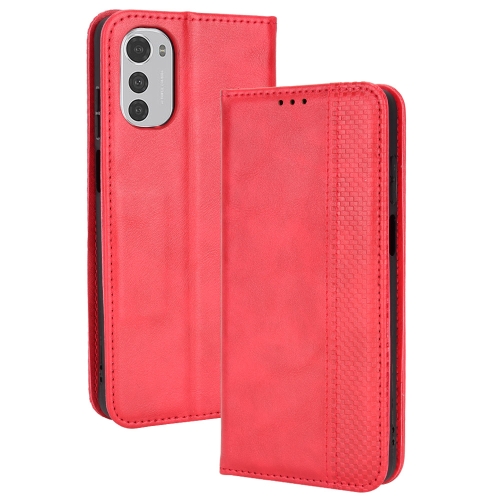 

For Motorola Moto G22 / E32s 4G Magnetic Buckle Retro Crazy Horse Leather Phone Case(Red)