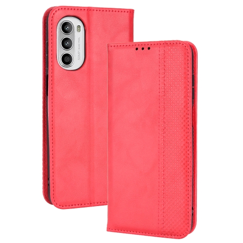 

For Motorola Moto G71s/G82 5G/G52 4G Magnetic Buckle Retro Crazy Horse Leather Phone Case(Red)