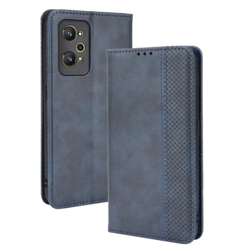 

For OPPO Realme GT Neo 3T/GT Neo2/GT2 Magnetic Buckle Retro Crazy Horse Leather Phone Case(Blue)