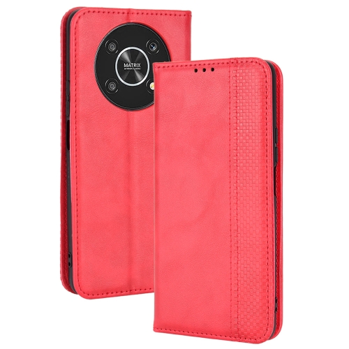 

For Honor X9 5G / Magic4 Lite / X30 Magnetic Buckle Retro Crazy Horse Leather Phone Case(Red)