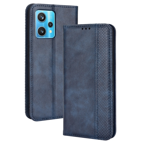 

For OnePlus Nord CE 2 Lite 5G/OPPO Realme 9 Pro/9 5G Magnetic Buckle Retro Crazy Horse Leather Phone Case(Blue)