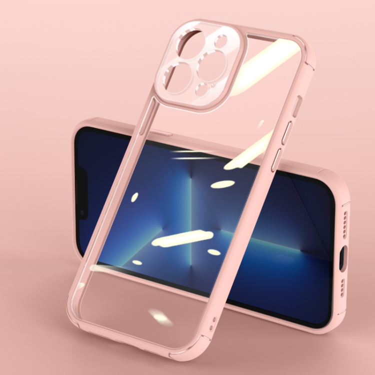 

Soft Shield Acrylic Transparent PC Phone Case For iPhone 13 Pro(Pink)