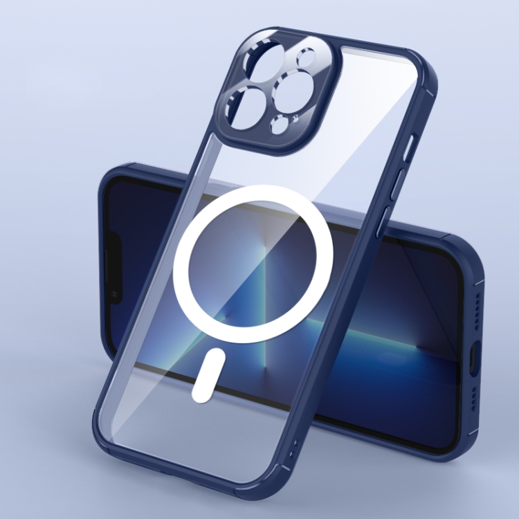 

Soft Shield MagSafe Magnetic Acrylic Transparent PC Phone Case For iPhone 12(Dark Blue)