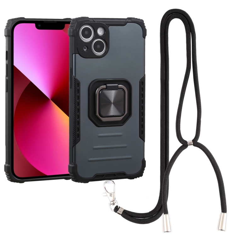 

Lanyard Aluminum TPU Phone Case For iPhone 14 Max (Green)