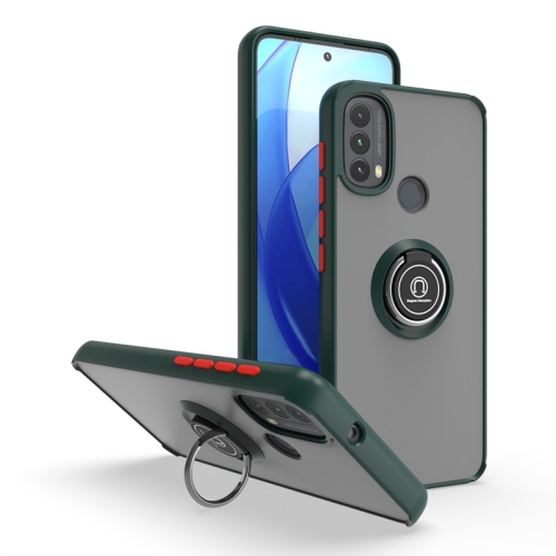 

For Motorola Moto E20/E40 Q Shadow 1 Series TPU + PC Phone Case with Ring(Dark Green)