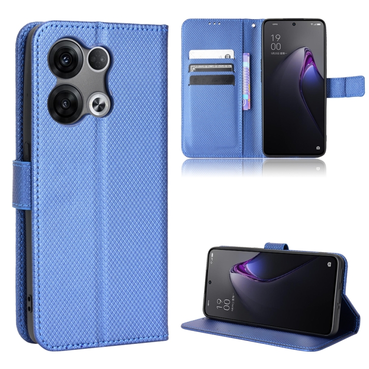 

For OPPO Reno8 Pro+ Diamond Texture Leather Phone Case(Blue)