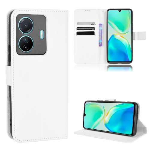 

For vivo S15e Diamond Texture Leather Phone Case(White)
