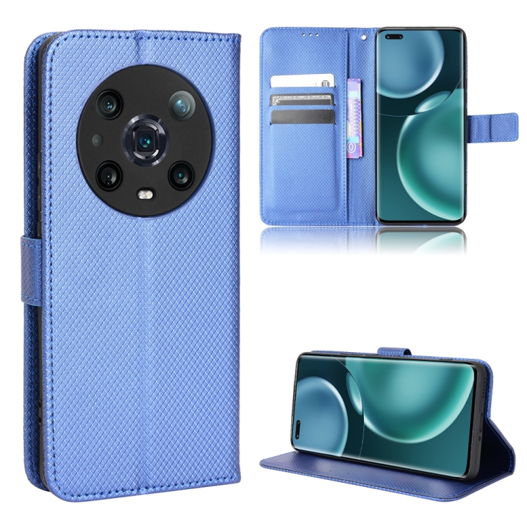 

For Honor Magic4 Pro Diamond Texture Leather Phone Case(Blue)