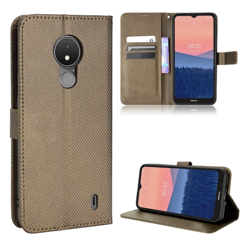 

For Nokia C21 Diamond Texture Leather Phone Case(Brown)