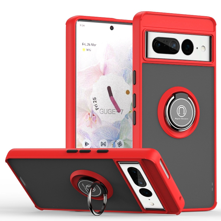 

For Google Pixel 7 Pro Q Shadow 1 Series TPU + PC Phone Case with Ring(Red)