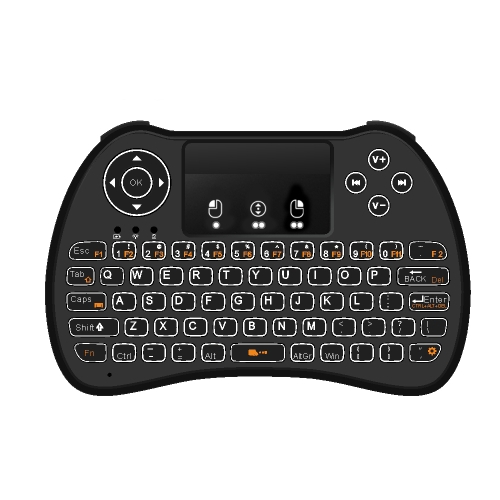 

H9 2.4GHz Mini Wireless Air Mouse QWERTY Keyboard with White Backlight & Touchpad for PC, TV(Black)