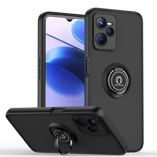 

For OPPO Realme C35 Q Shadow 1 Series TPU + PC Phone Case with Ring(Black+Black)