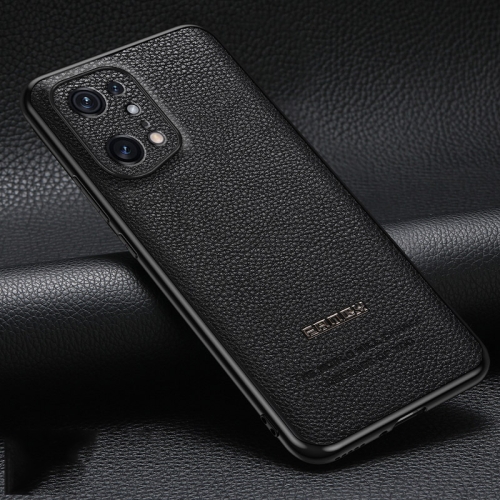 

For OPPO Find X5 Pro Pasted Leather Litchi Texture TPU Phone Case(Black)
