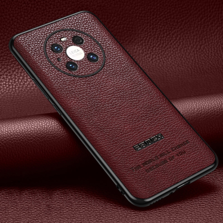 

For Huawei Mate 40 Pro Pasted Leather Litchi Texture TPU Phone Case(Wine Red)