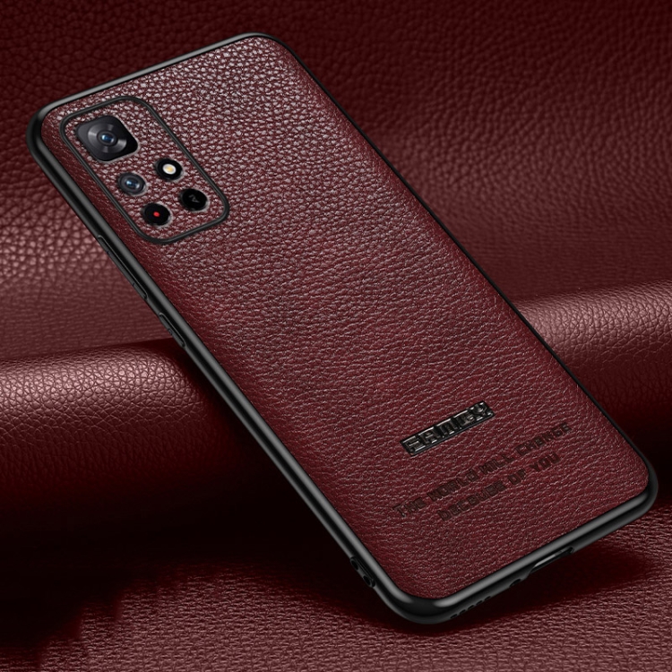 

For Xiaomi Redmi Note 11 Pro 5G / 4G Pasted Leather Litchi Texture TPU Phone Case(Wine Red)