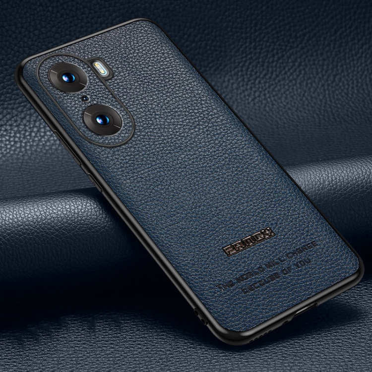 

For Honor 60 Pro Pasted Leather Litchi Texture TPU Phone Case(Royal Blue)